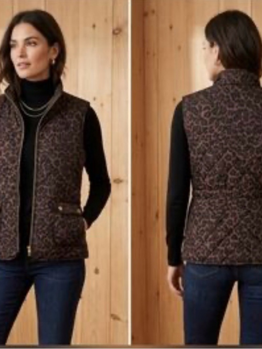 Quilted Leopard-Print Vest - Brown